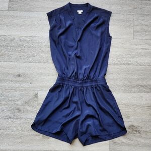 J. Crew Navy Blue Sleeveless Romper Womens 2 Shorts Summer Style C6592